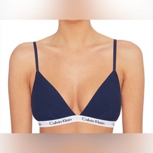 •new• Calvin Klein navy carousel unlined triangle bralette adjustable straps